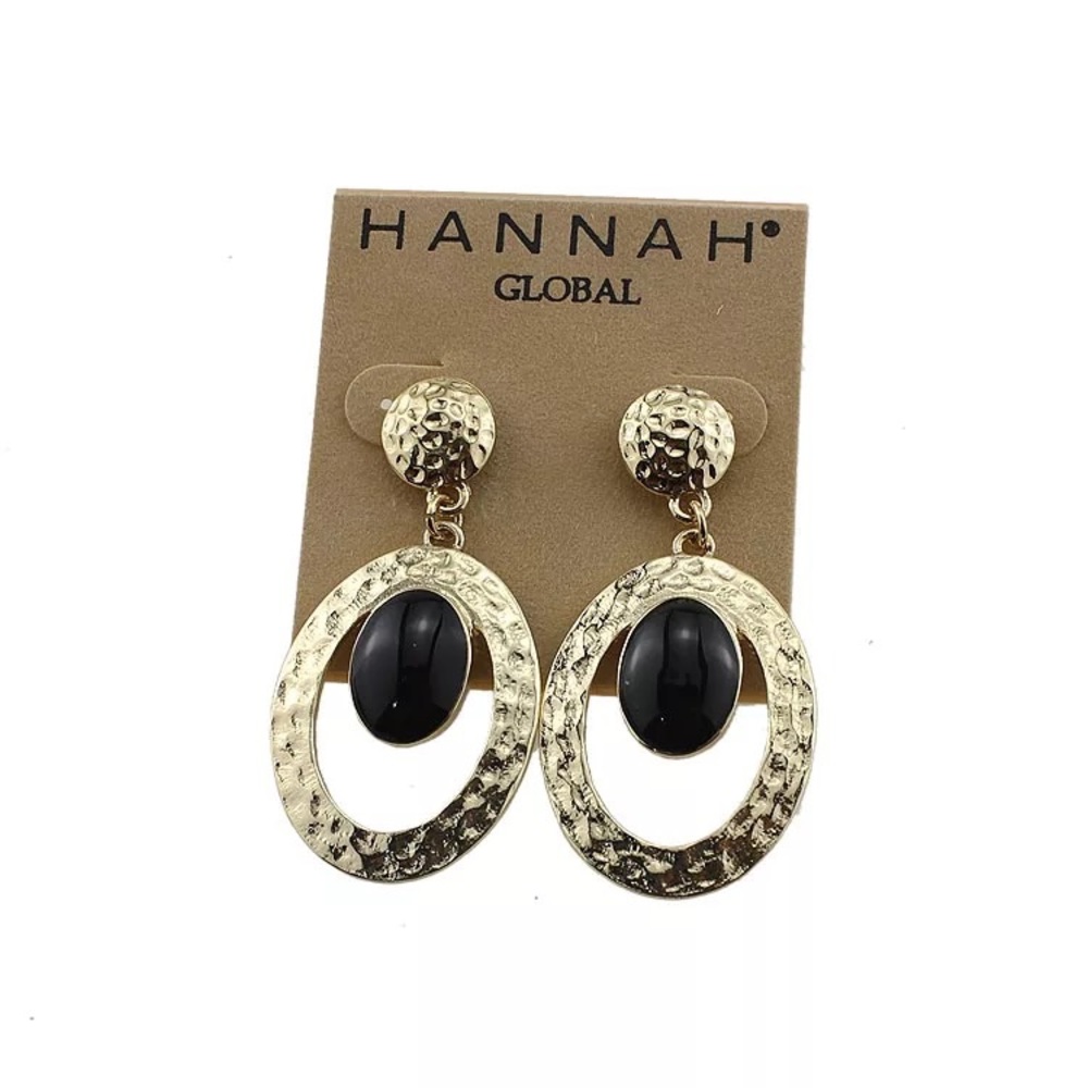 NWT Vintage luxurious gold blackstatement earrings